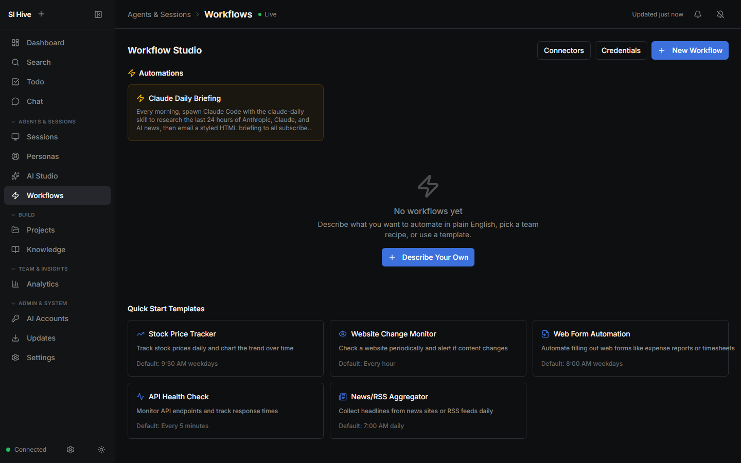 Workflow Studio with templates and automations